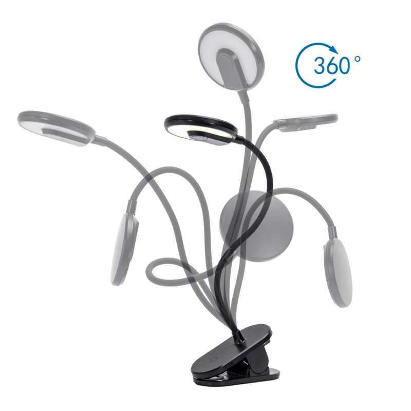Ładowalna lampka LED z klipsem Czarna 2,5W 4000K - obrazek 2