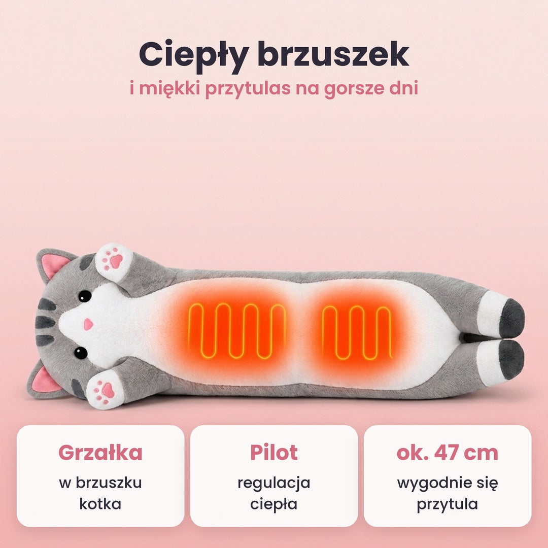 Kotek Luminea: grzałka w brzuszku, pilot, ok. 47 cm
