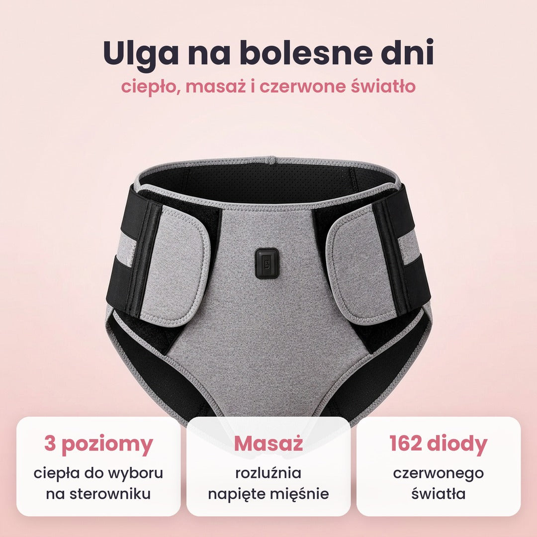 Pas Luminea: 3 poziomy ciepła, masaż, 162 diody czerwonego światła