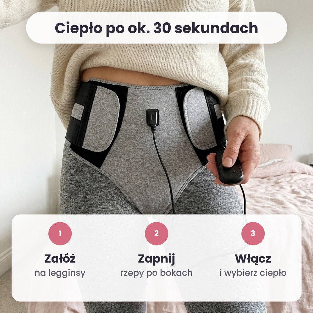 Jak założyć pas Luminea: załóż na legginsy, zapnij rzepy, włącz