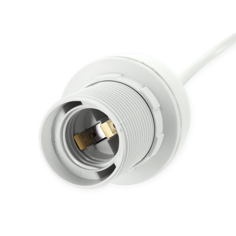 Oprawka żarówki E27 z tworzywa sztucznego z przewodem 2x0.75mm² 0,5 m biała - obrazek 3